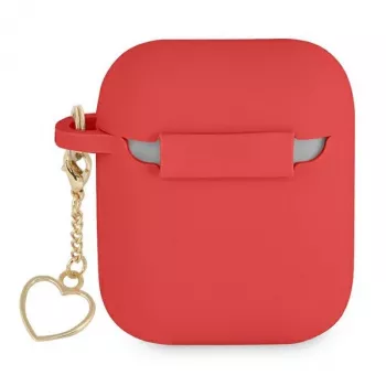 Capa GUESS GUA2LSCHSR para AirPods 1/2 Vermelha Silicone Charm Heart Collection
