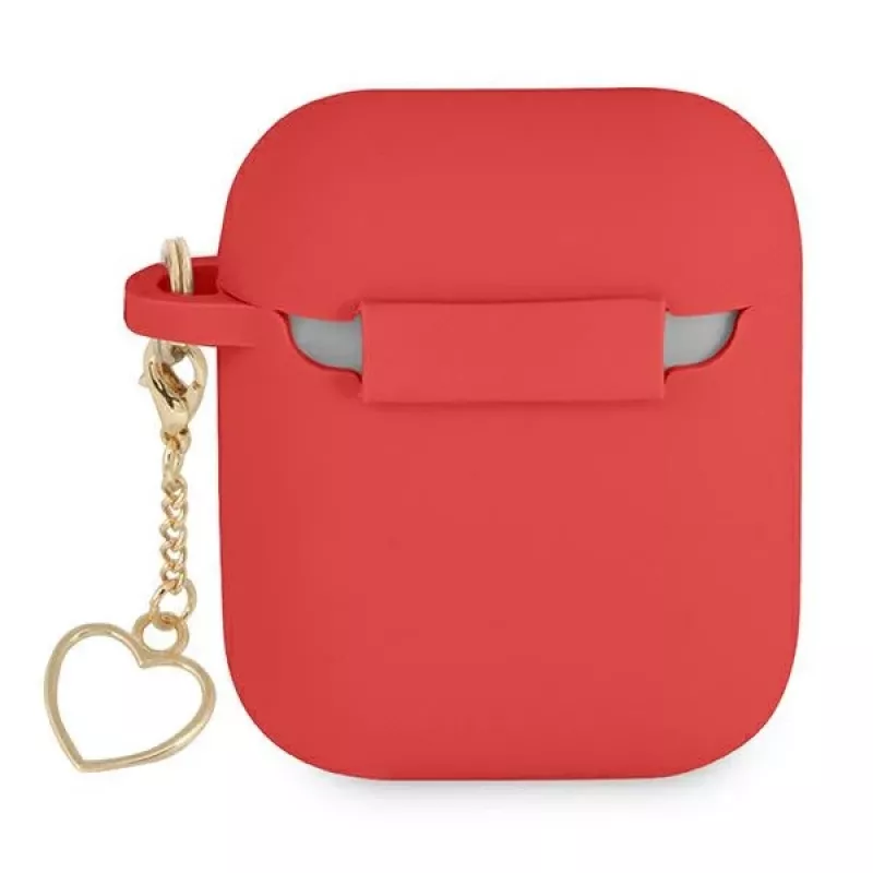 Capa GUESS GUA2LSCHSR para AirPods 1/2 Vermelha Silicone Charm Heart Collection