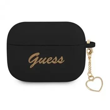 Capa GUESS GUAPLSCHSK para AirPods Pro Preta Silicone Charm Heart Collection