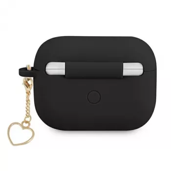 Capa GUESS GUAPLSCHSK para AirPods Pro Preta Silicone Charm Heart Collection