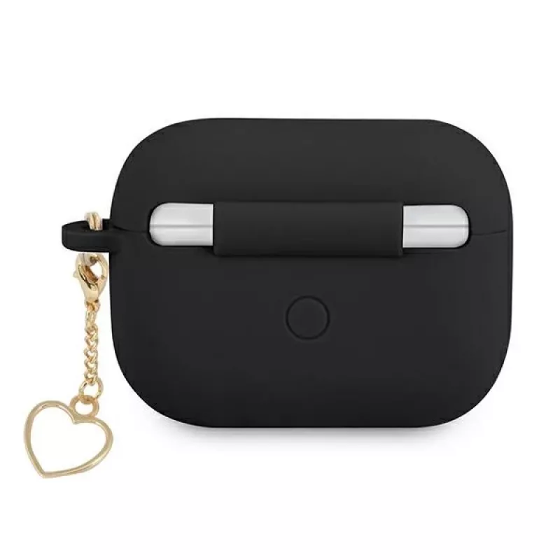 Capa GUESS GUAPLSCHSK para AirPods Pro Preta Silicone Charm Heart Collection