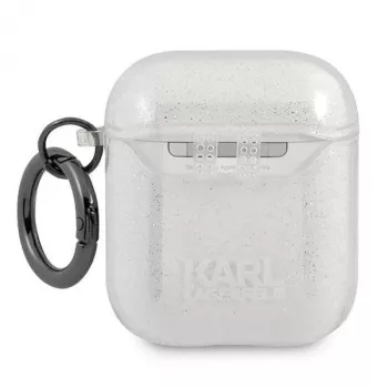 Capa Karl Lagerfeld KLA2UKHGS para AirPods 1/2 Prateada Brilhante Karl's Head