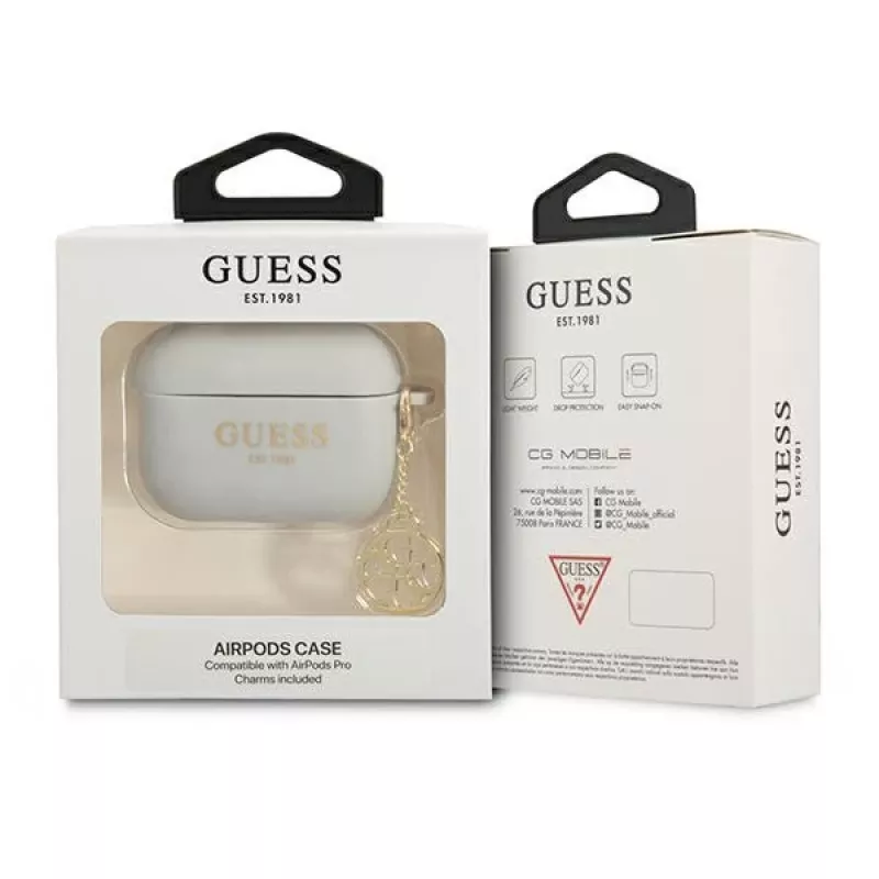 Capa Guess GUAPLSC4EG para AirPods Pro Cinzenta Silicone Charm 4G Coleção