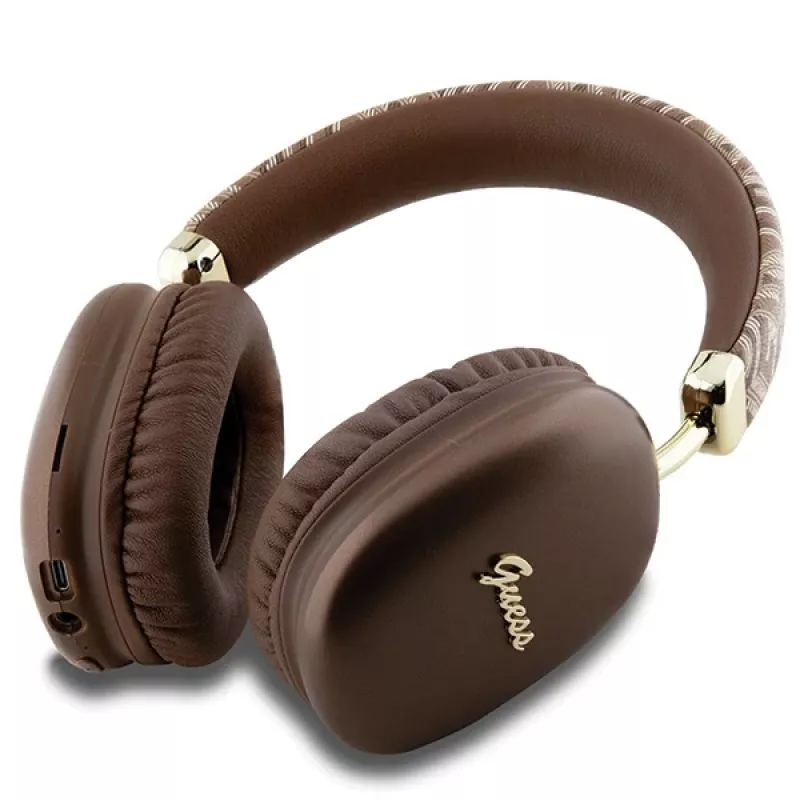 Auscultadores Bluetooth on-ear GUESS GUE003639 Gcube Metallic Script Logo Castanhos