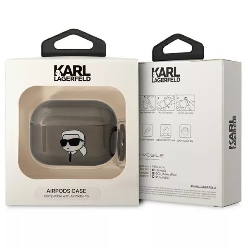 Capa Karl Lagerfeld KLAPHNIKTCK para AirPods Pro Preta Karl Head
