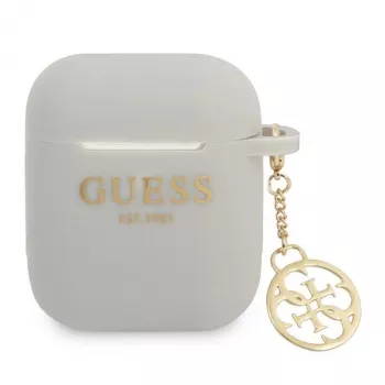 Capa Guess GUA2LSC4EG para AirPods 1/2 Cinzenta Silicone Pingente 4G Coleção