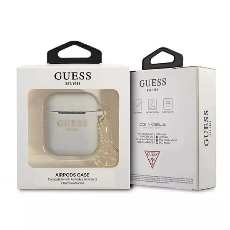 Capa Guess GUA2LSC4EG para AirPods 1/2 Cinzenta Silicone Pingente 4G Coleção
