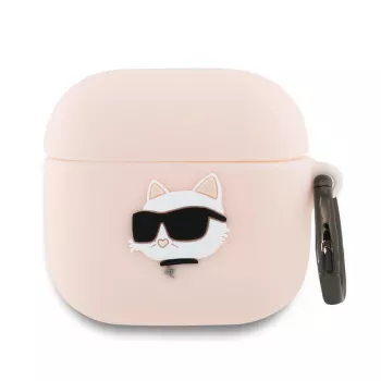 Capa Karl Lagerfeld Silicone Cabeça Choupette 3D para AirPods 4 - Rosa