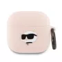 Capa Karl Lagerfeld Silicone Cabeça Choupette 3D para AirPods 4 - Rosa
