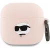 Capa Karl Lagerfeld Silicone Cabeça Choupette 3D para AirPods 4 - Rosa