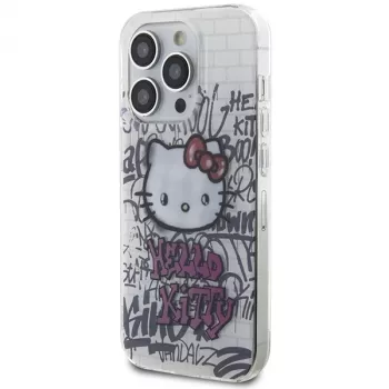 Capa rígida Hello Kitty HKHCP14XHDGPHT para iPhone 14 Pro Max 6,7 polegadas Branca IML Kitty On Bricks Graffiti