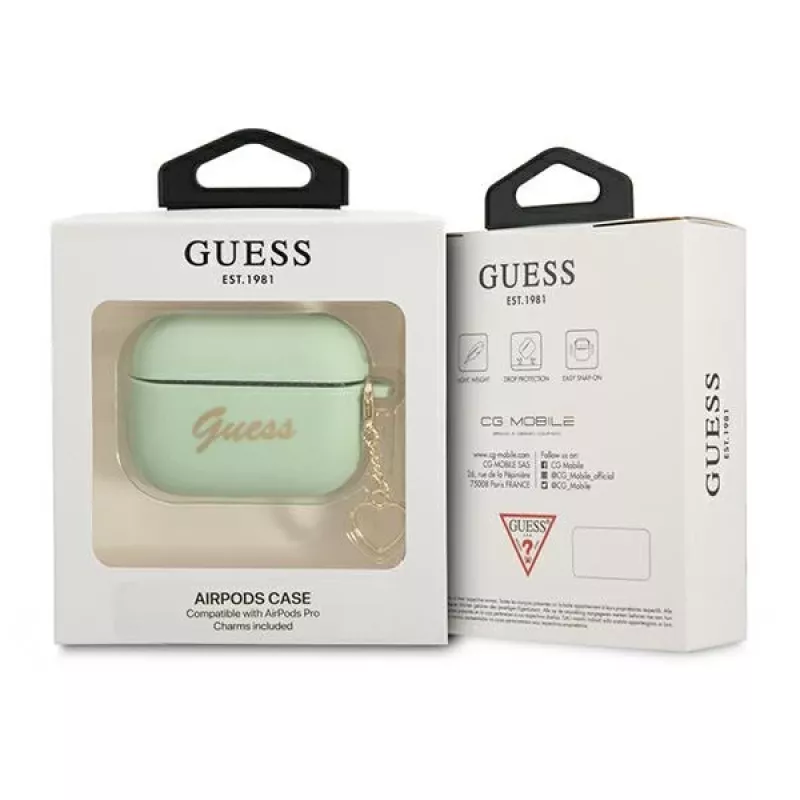 Capa GUESS GUAPLSCHSN para AirPods Pro Verde Silicone Charm Heart Collection