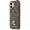 GUESS Capa MagSafe 4G Strass Logo e Big Strap com botões metálicos para iPhone 17 - Castanho