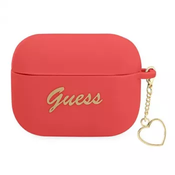 GUESS Capa para AirPods Pro vermelha em silicone Charm Heart Collection