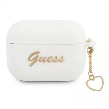 Guess GUAPLSCHSH Capa para AirPods Pro branca em silicone Charm Heart Collection
