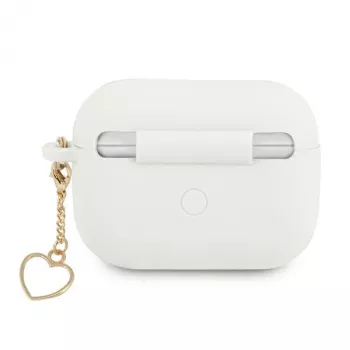 Guess GUAPLSCHSH Capa para AirPods Pro branca em silicone Charm Heart Collection