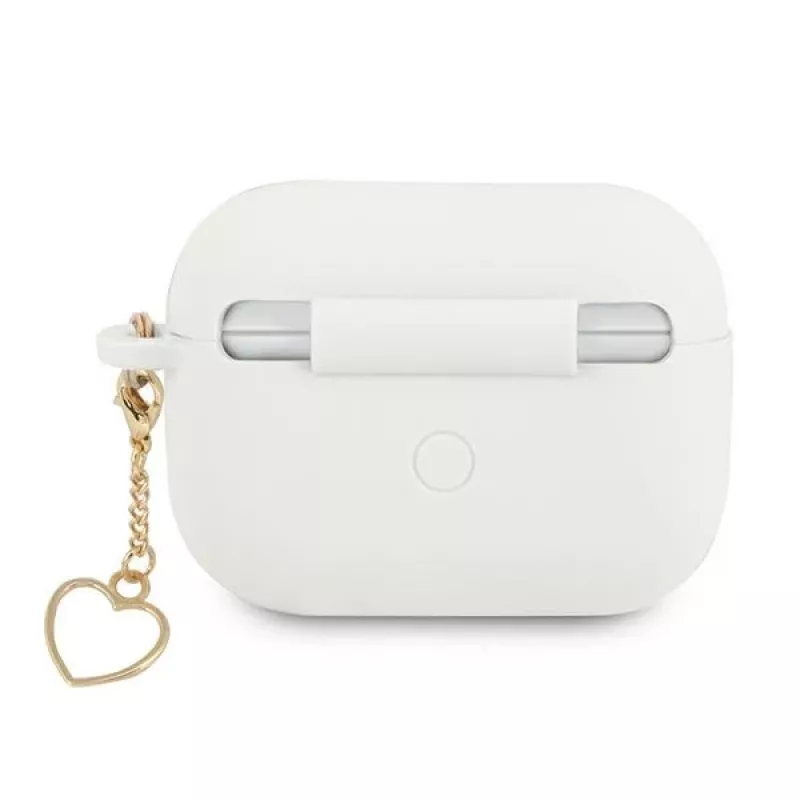 Guess GUAPLSCHSH Capa para AirPods Pro branca em silicone Charm Heart Collection