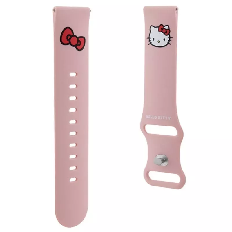 Hello Kitty Bracelete universal em silicone 22 mm rosa com design de cabeça da Kitty