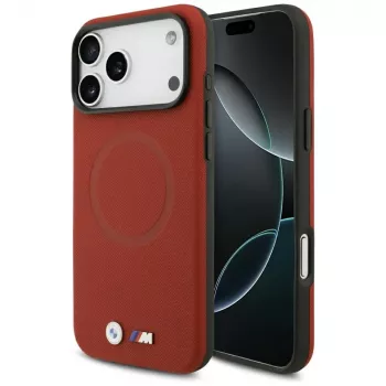 BMW M Capa MagSafe FW Metal Logo para iPhone 17 Pro Max, Vermelho