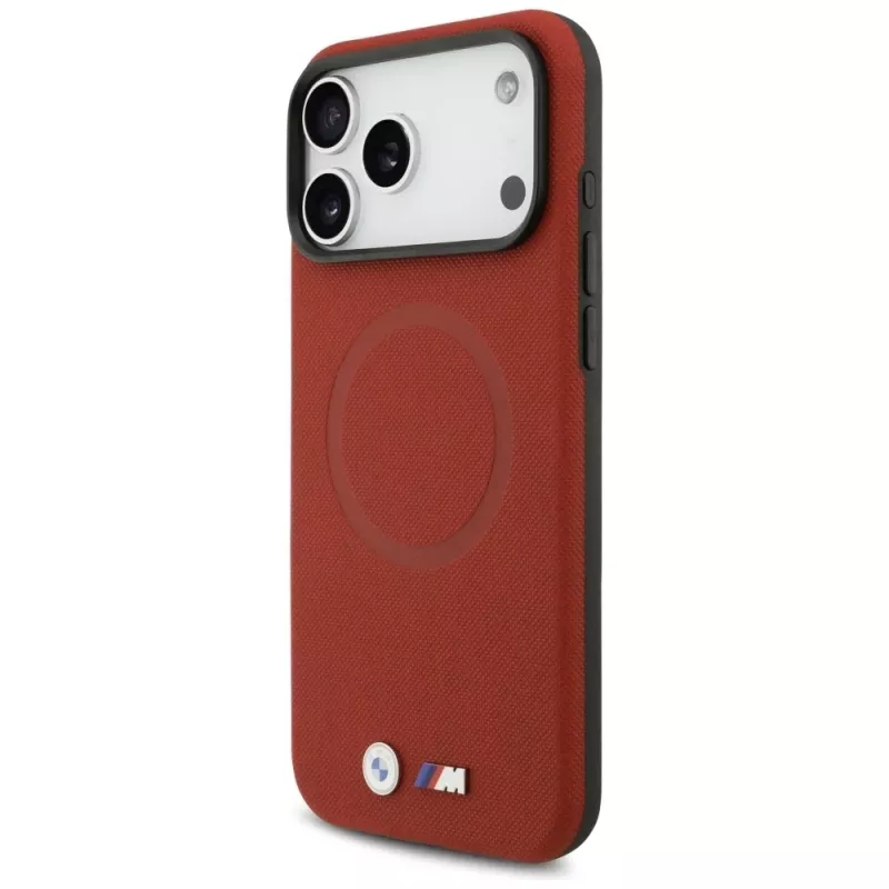 BMW M Capa MagSafe FW Metal Logo para iPhone 17 Pro Max, Vermelho