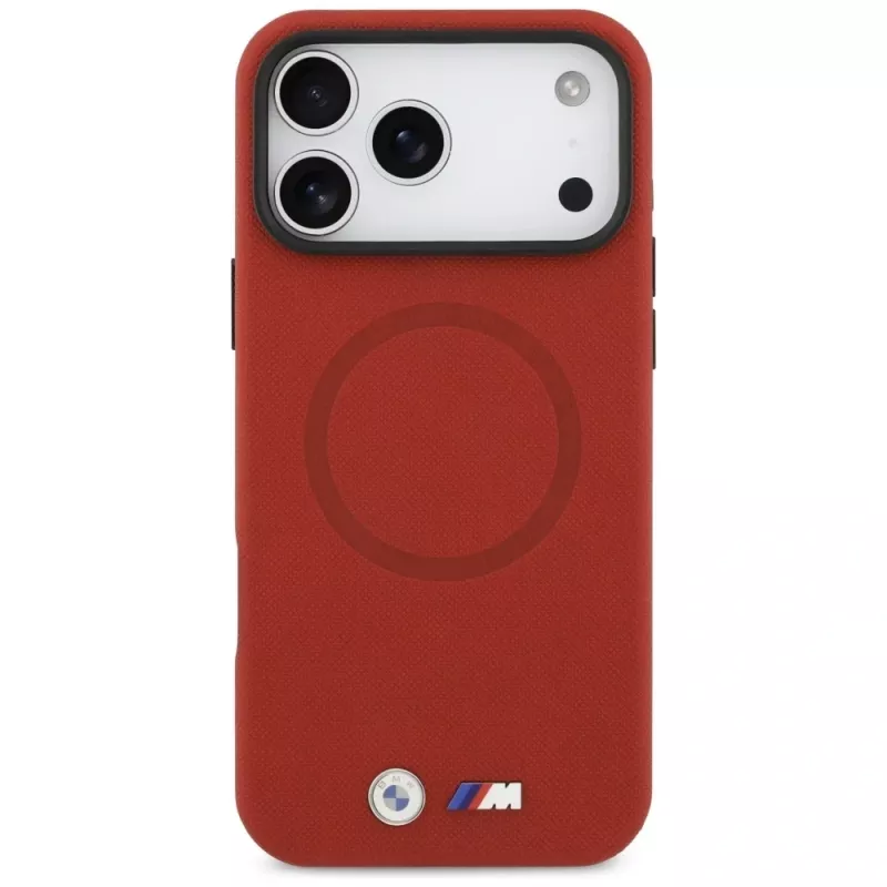 BMW M Capa MagSafe FW Metal Logo para iPhone 17 Pro Max, Vermelho