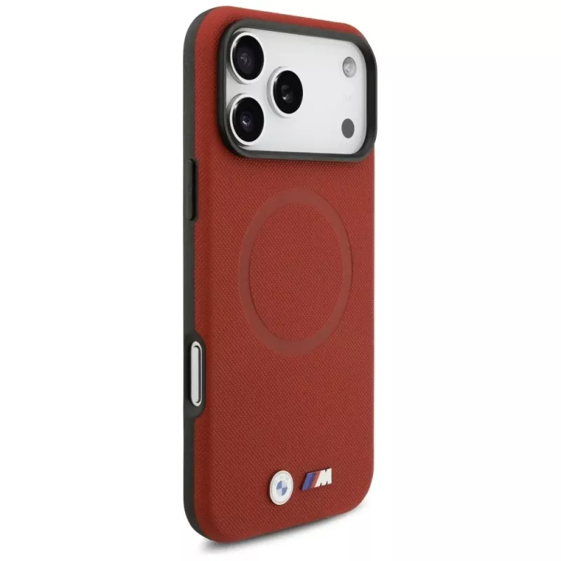 BMW M Capa MagSafe FW Metal Logo para iPhone 17 Pro Max, Vermelho