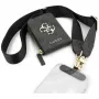 GUESS Correia universal para telemóvel 4G Metal Logo Crossbody com bolsa pequena preta