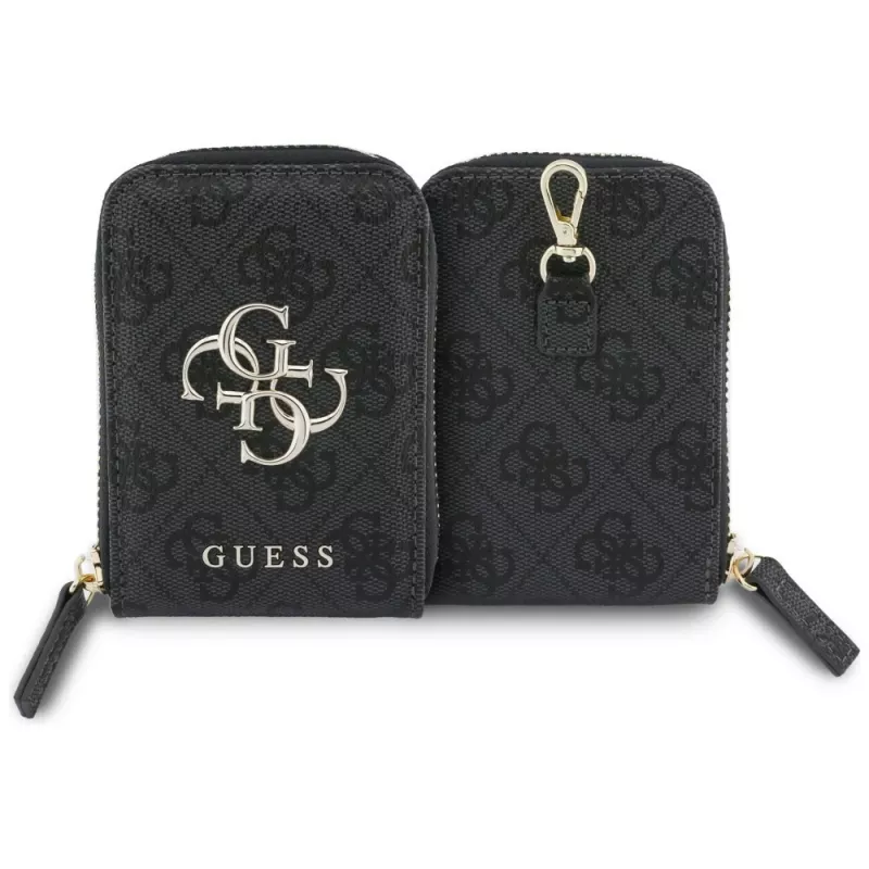 GUESS Correia universal para telemóvel 4G Metal Logo Crossbody com bolsa pequena preta