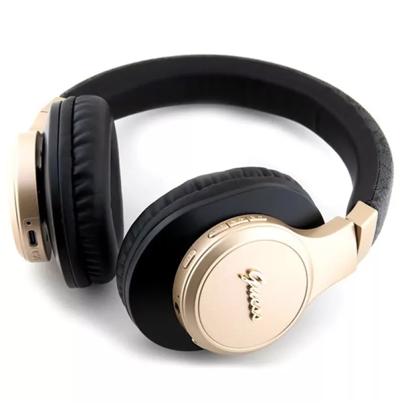 GUESS GUBH604GEMK Auscultadores Bluetooth over-ear pretos 4G Script