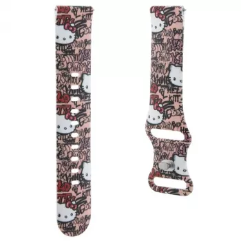 Hello Kitty Bracelete universal em silicone com padrão Graffiti Tags, rosa, 20 mm