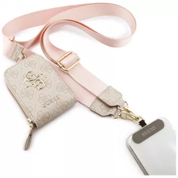 GUESS Correia universal para telemóvel 4G Metal Logo Crossbody com bolsa pequena - Rosa