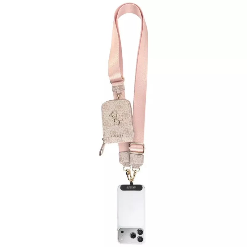 GUESS Correia universal para telemóvel 4G Metal Logo Crossbody com bolsa pequena - Rosa