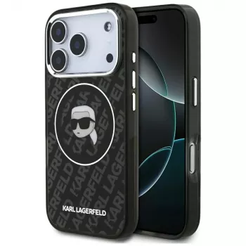 Karl Lagerfeld Capa MagSafe IML Karl Head Logo para iPhone 17 Pro Max preta