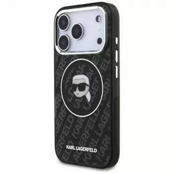 Karl Lagerfeld Capa MagSafe IML Karl Head Logo para iPhone 17 Pro Max preta