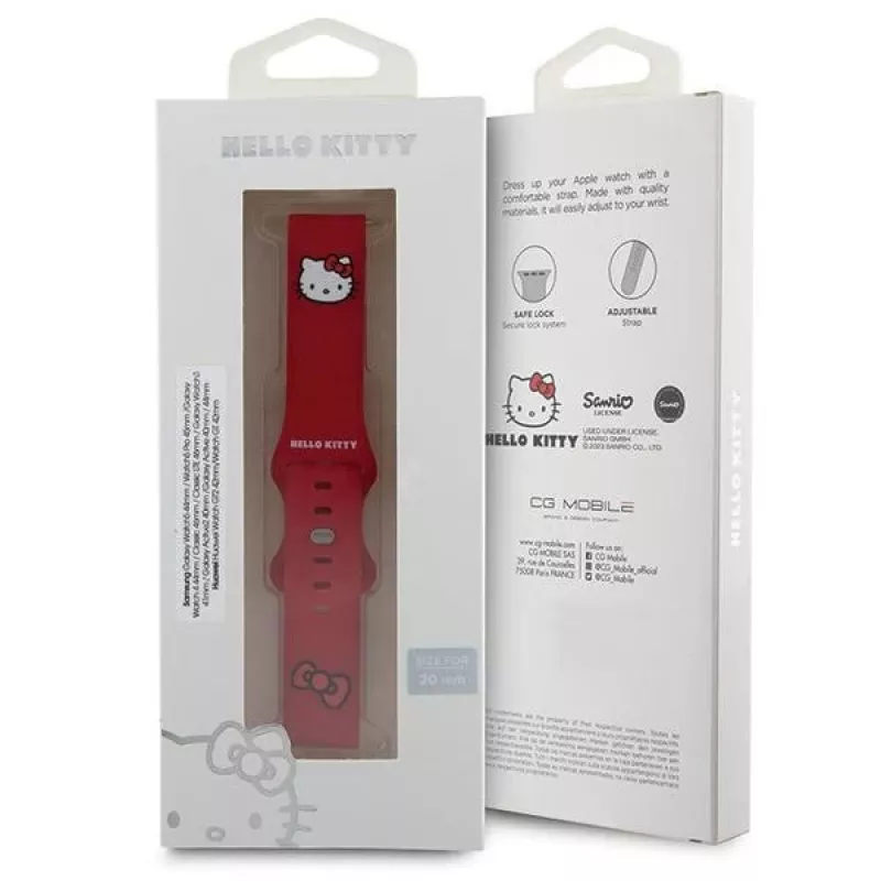 Hello Kitty Bracelete universal em silicone HKUWMSCHBLR cabeça da Kitty vermelha 20 mm