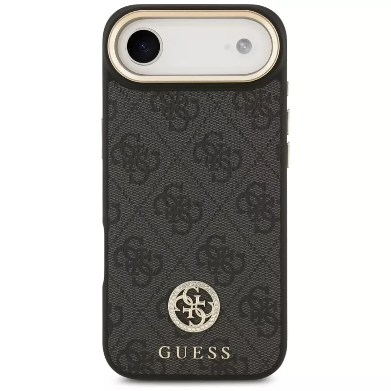 GUESS Capa MagSafe 4G Strass Logo para iPhone Air com botões metálicos e alça de pulso - Preta