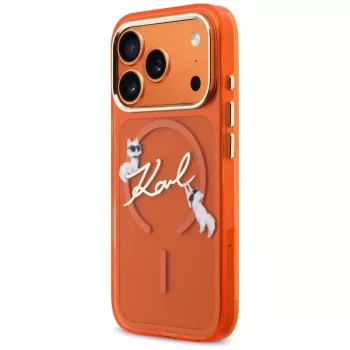 Karl Lagerfeld Capa MagSafe IML Choupettes Karl Script Logo para iPhone 17 Pro - Laranja