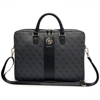 GUESS Mala para portátil 4G Round & Classic Logos Stripe 16 polegadas preta