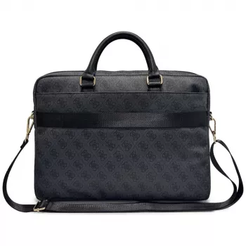 GUESS Mala para portátil 4G Round & Classic Logos Stripe 16 polegadas preta