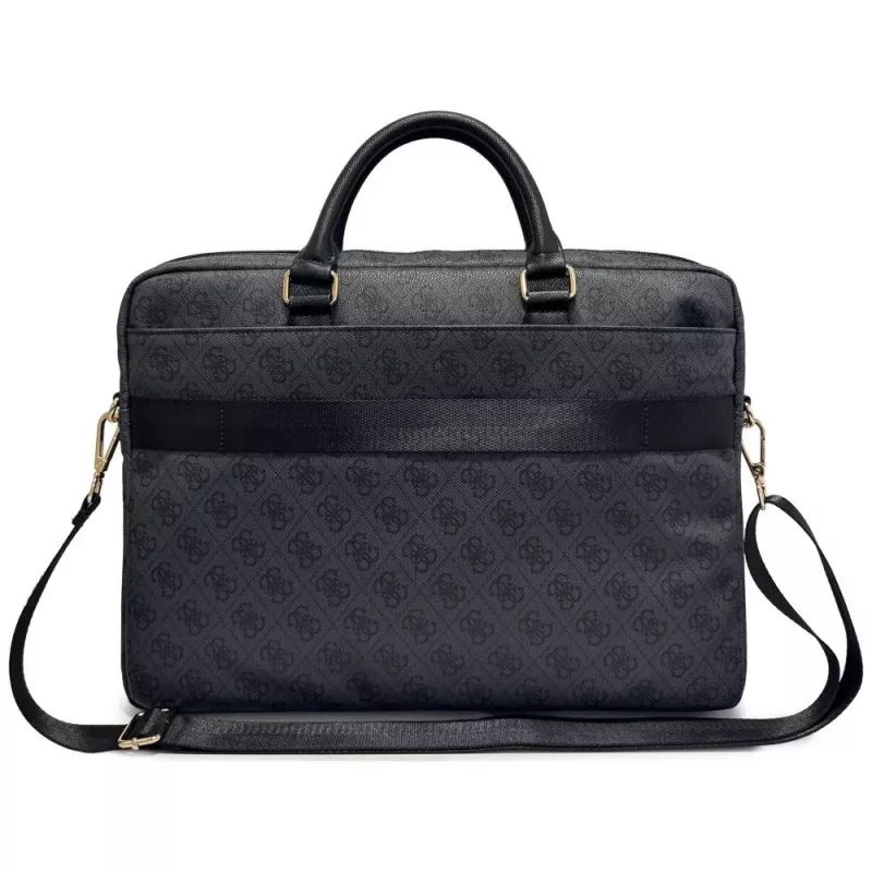 GUESS Mala para portátil 4G Round & Classic Logos Stripe 16 polegadas preta