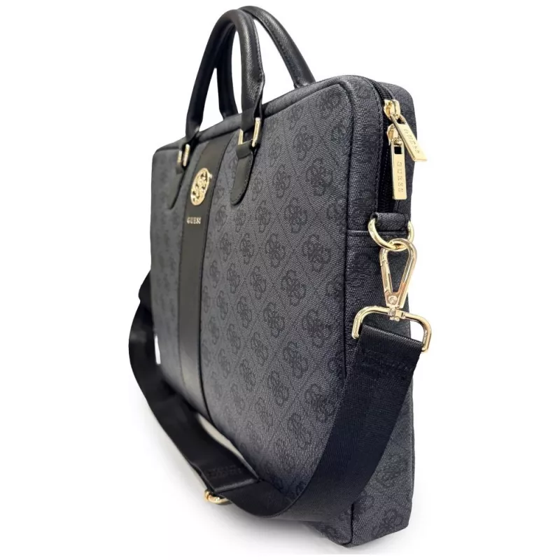 GUESS Mala para portátil 4G Round & Classic Logos Stripe 16 polegadas preta
