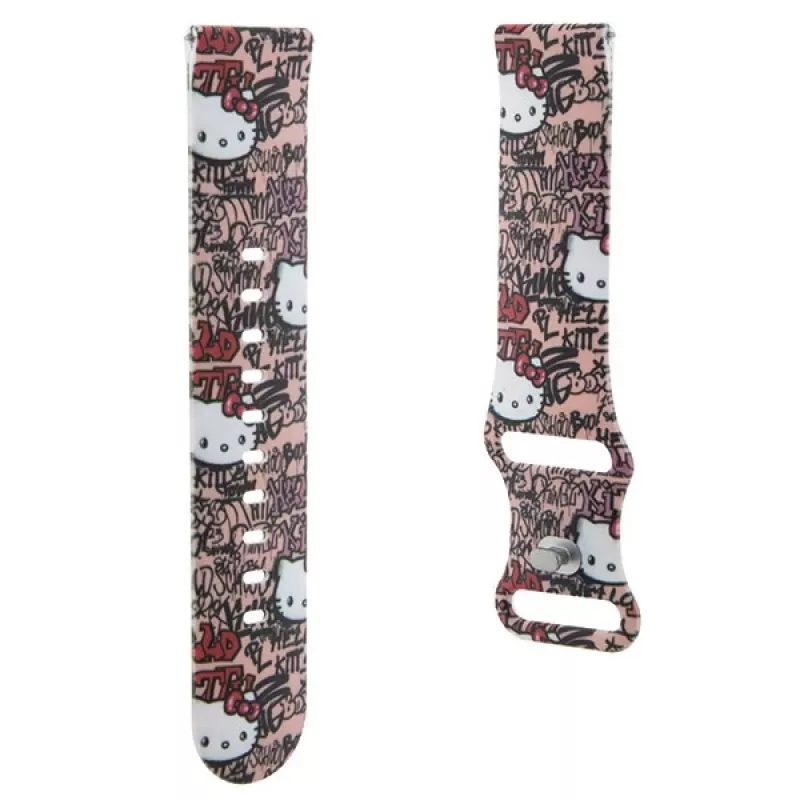 Hello Kitty Bracelete universal em silicone Graffiti rosa 22 mm
