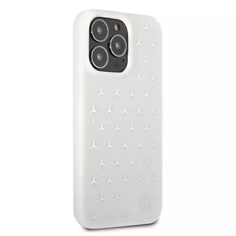 Mercedes-Benz MEHCP13LESPWH iPhone 13 Pro / 13 Capa rígida padrão de estrelas prateadas branca