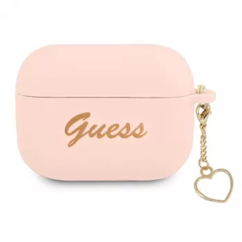 GUESS Capa para AirPods Pro rosa em silicone Charm Heart Collection