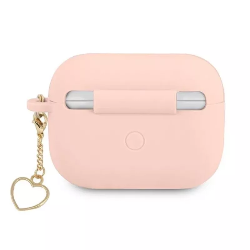 GUESS Capa para AirPods Pro rosa em silicone Charm Heart Collection