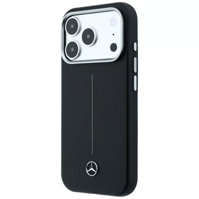 Capa MagSafe Mercedes em pele Semi Wrap Iconic Line para iPhone 18 Pro Max / 17 Pro Max - preta