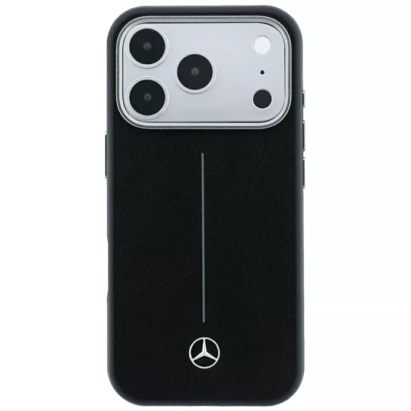 Capa MagSafe Mercedes em pele Semi Wrap Iconic Line para iPhone 18 Pro Max / 17 Pro Max - preta