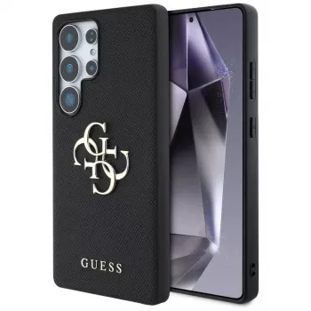 Capa GUESS Grained Big 4G Logo Small Classic Logo para Samsung Galaxy S25 Ultra - preta