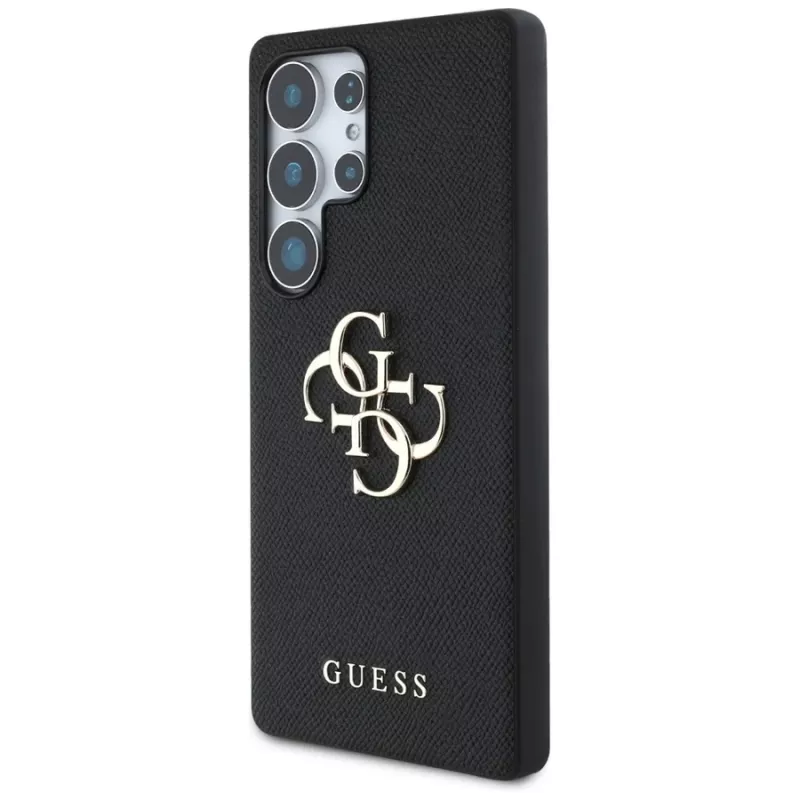 Capa GUESS Grained Big 4G Logo Small Classic Logo para Samsung Galaxy S25 Ultra - preta