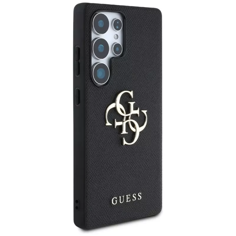 Capa GUESS Grained Big 4G Logo Small Classic Logo para Samsung Galaxy S25 Ultra - preta